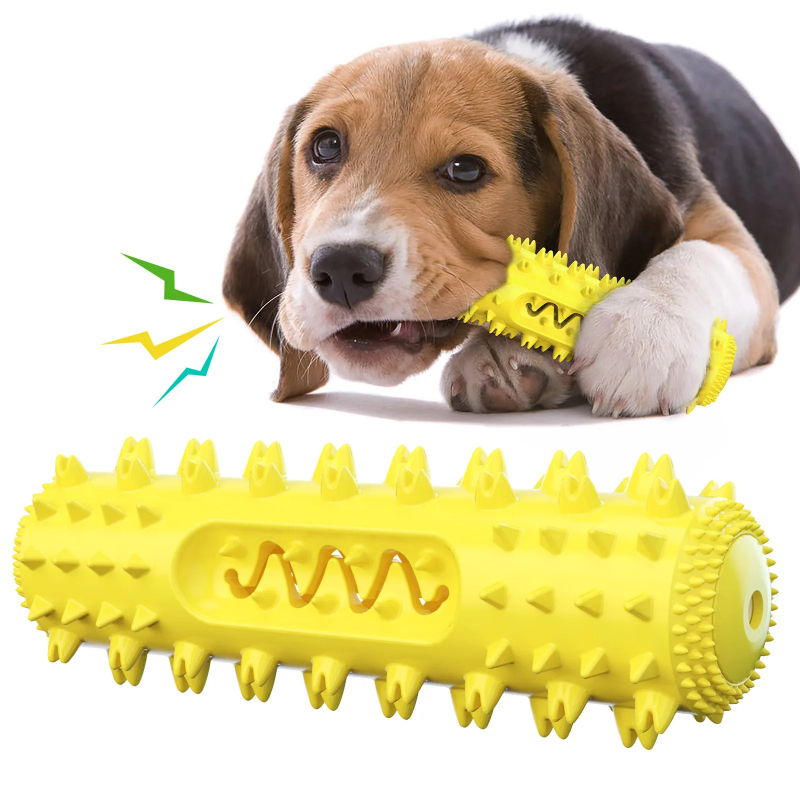 Rubber Treat Dispensing Dog Toy - Squeaky Dog Chew Toy Teeth Cleaning