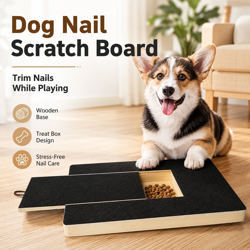 Suction Cup Dog Tug Toy - Wooden Dog Nail Scratch Board with