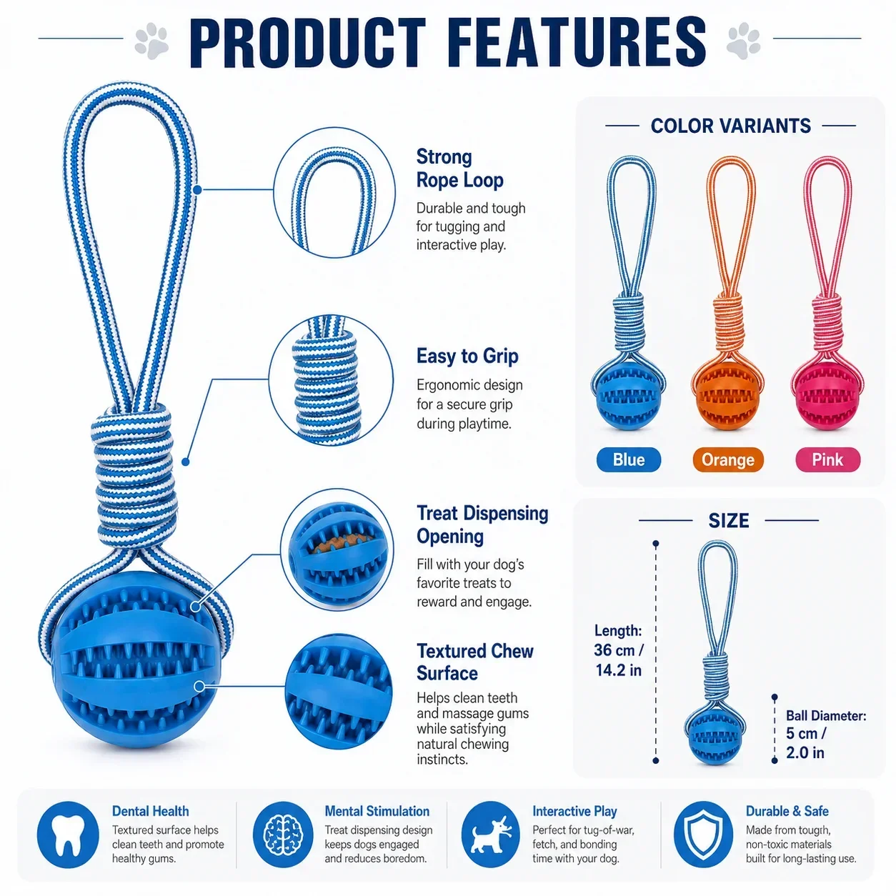Leaky Rubber Dog Ball Toy, Int - Rubber Treat Dispensing Dog Toy ulasan dan harga