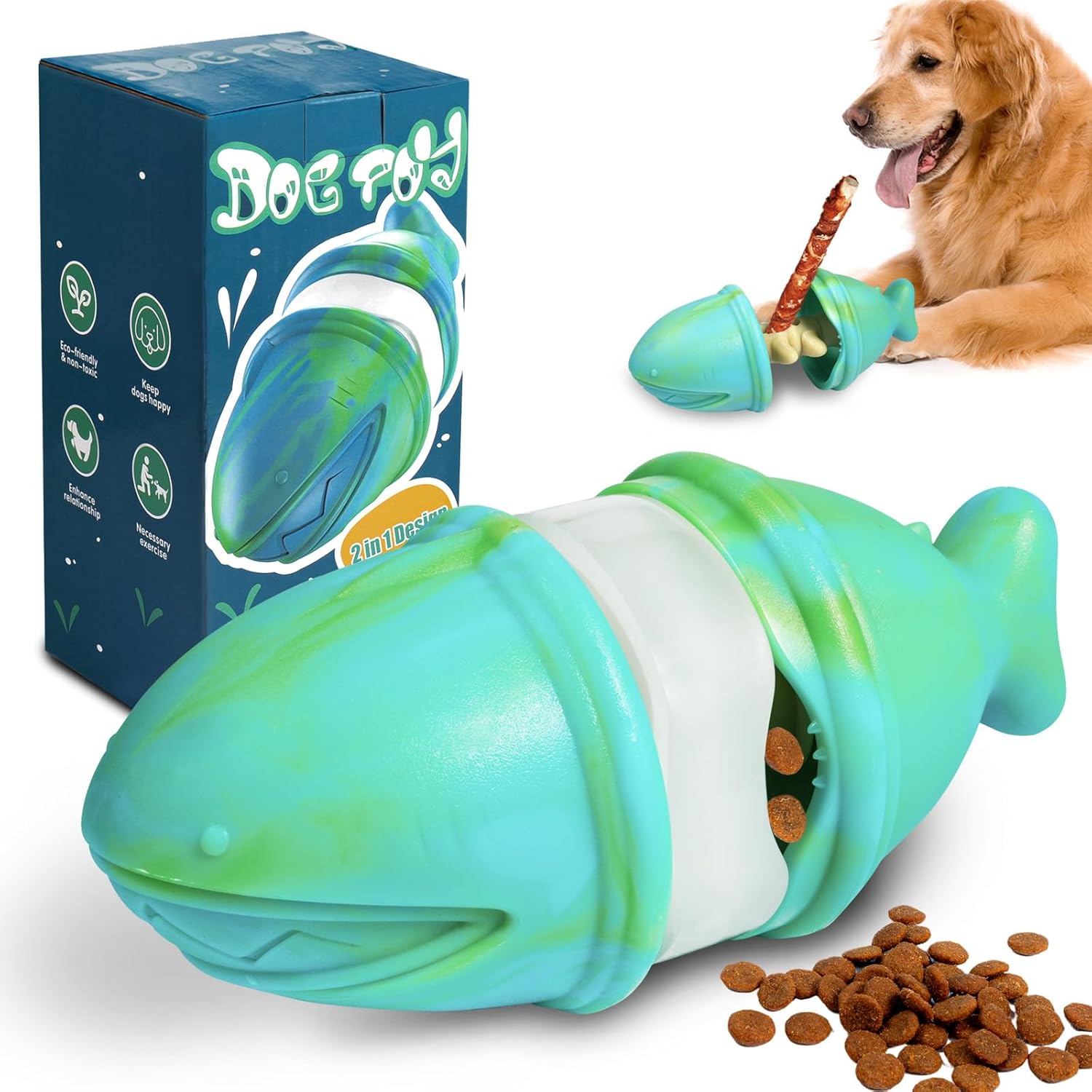 2-in-1 Treat Dispensing Chew T - Rubber Treat Dispensing Dog Toy ulasan dan harga