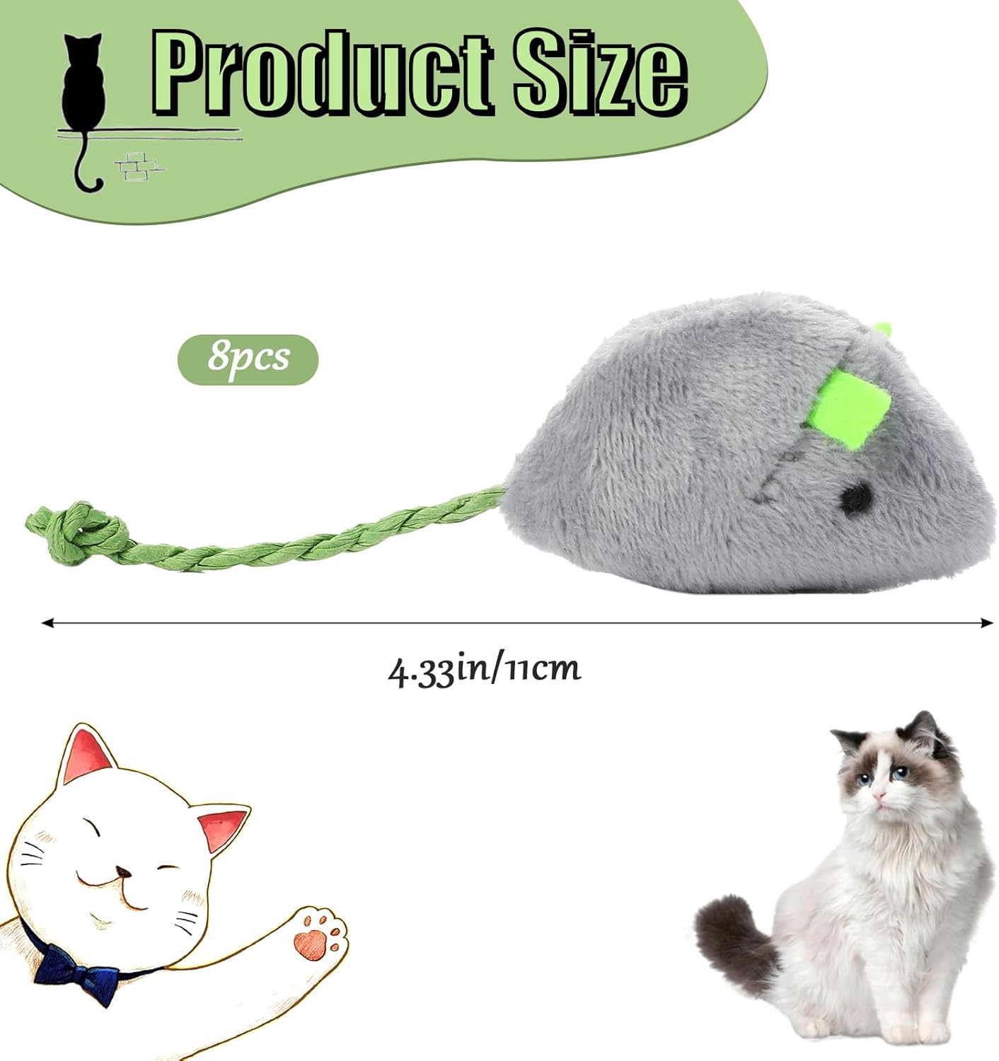 8 Randomly packed interactive  - Catnip Interactive Plush Mouse ulasan dan harga