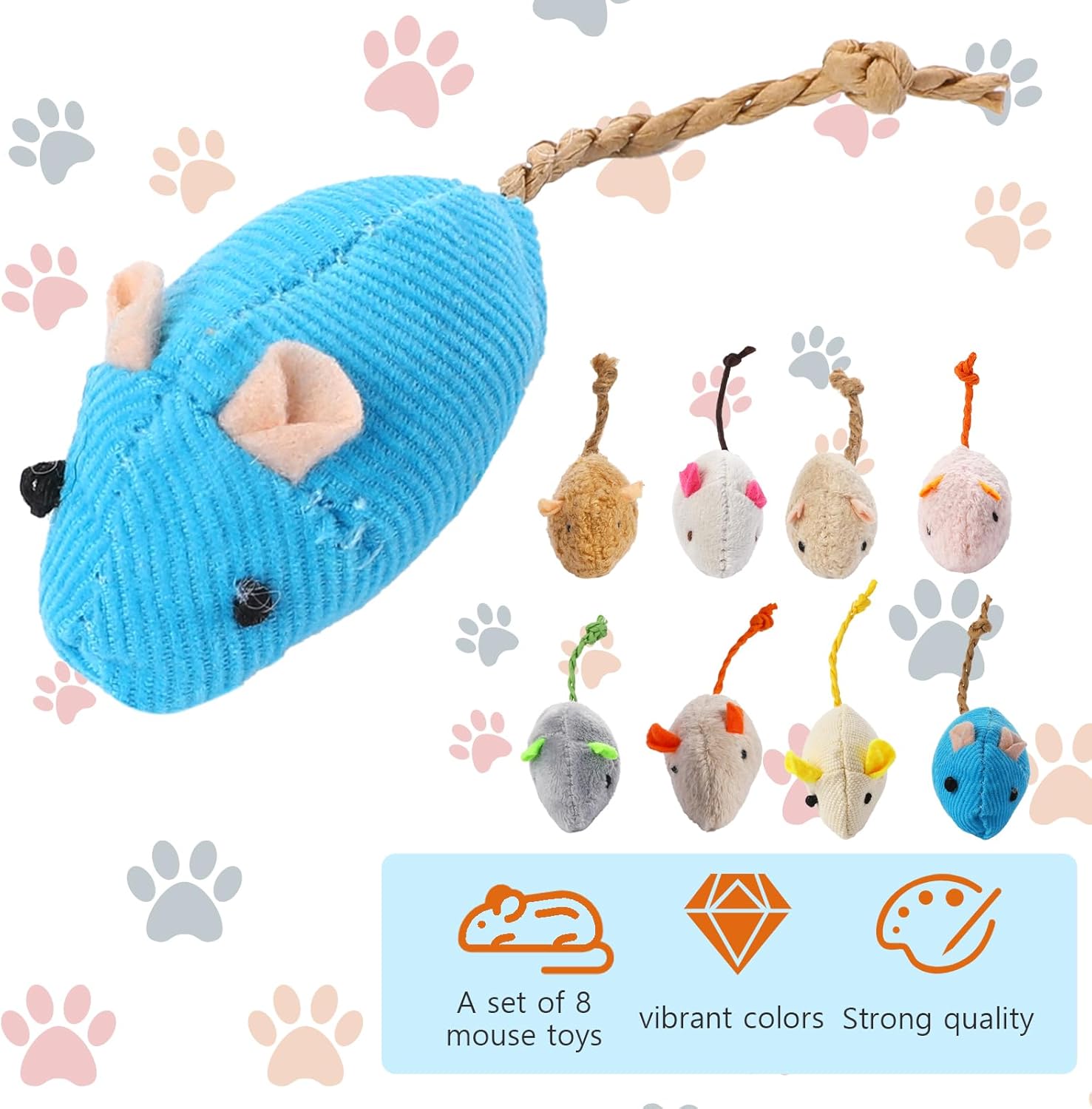8 Randomly packed interactive  - Catnip Interactive Plush Mouse ulasan dan harga