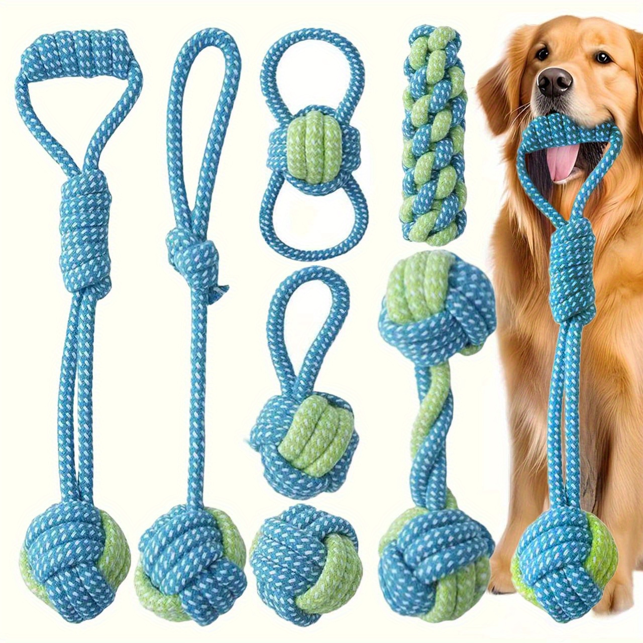 7pcs  Interactive Knot Toys Du - Dog Rope Toy Aggressive Chewers ulasan dan harga