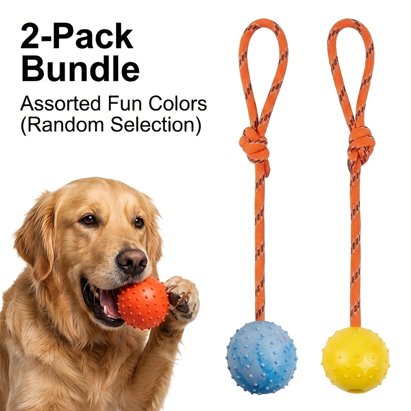 2-Pack Durable Rubber Dog Ball - Dog Rope Toy Aggressive Chewers ulasan dan harga